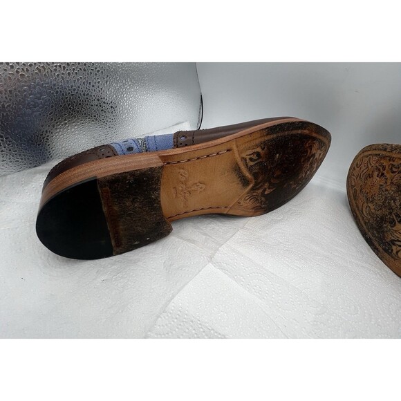 Robert Graham Mens Wingtip Oxford Shoes Brown Blue Paisley Lace Up Leather main image 7